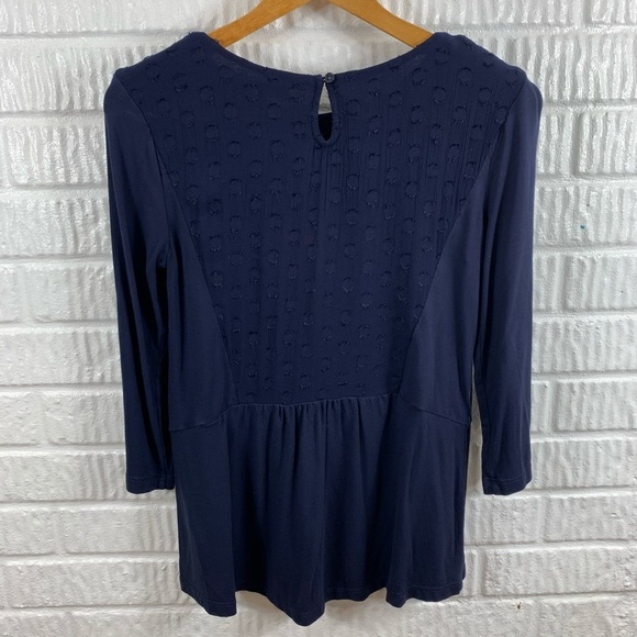 Boden Navy Peplum Polka Dot Top 4 - Picture 5 of 6